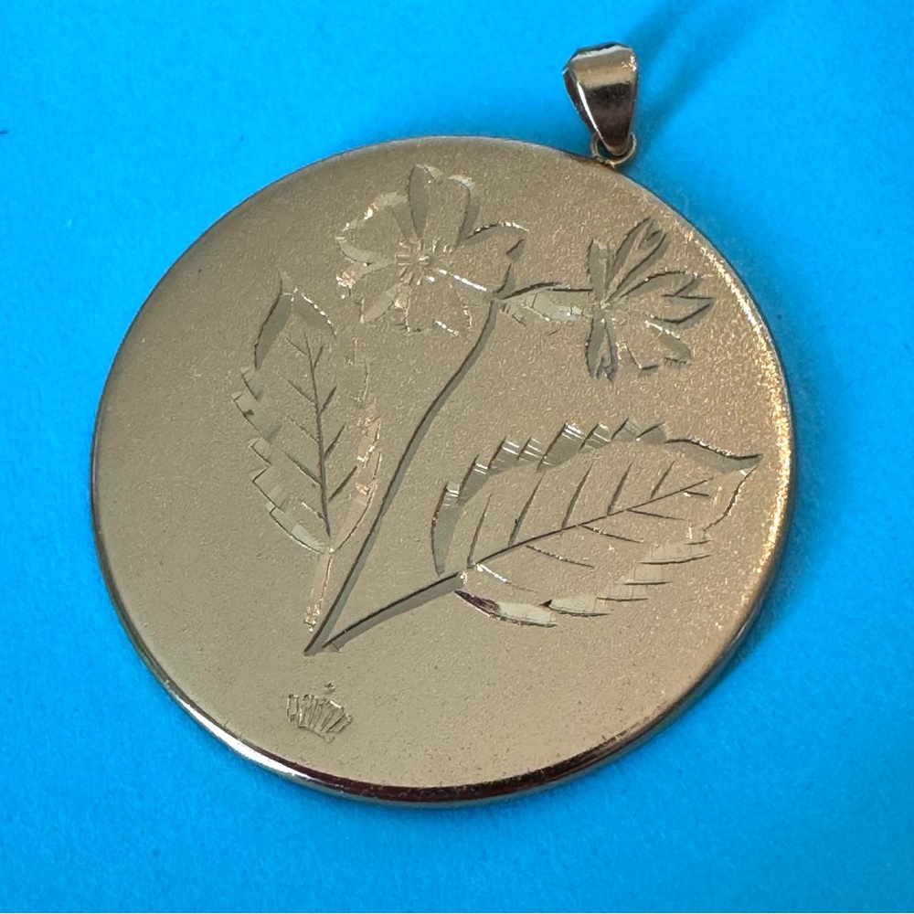 Vintage Amita Japan Damascene Lily Flowers Black Gold Tone Pendant - Picture 4 of 6